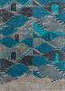 linear blue wool and viscose hand tufted Rug - HeadShot linear blue wool and viscose hand tufted Rug - HeadShot