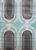 linear blue wool and viscose hand tufted Rug - HeadShot