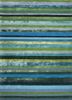 linear blue wool and viscose hand tufted Rug - HeadShot
