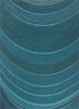 linear blue wool and viscose hand tufted Rug - HeadShot