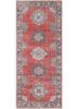 vintage red and orange wool hand knotted Rug - HeadShot