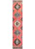 vintage red and orange wool hand knotted Rug - HeadShot