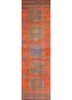 vintage red and orange wool hand knotted Rug - HeadShot