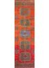 vintage red and orange wool hand knotted Rug - HeadShot
