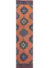 vintage red and orange wool hand knotted Rug - HeadShot