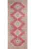 vintage red and orange wool hand knotted Rug - HeadShot