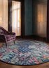 inde rose blue wool and silk hand knottedRug - Rander