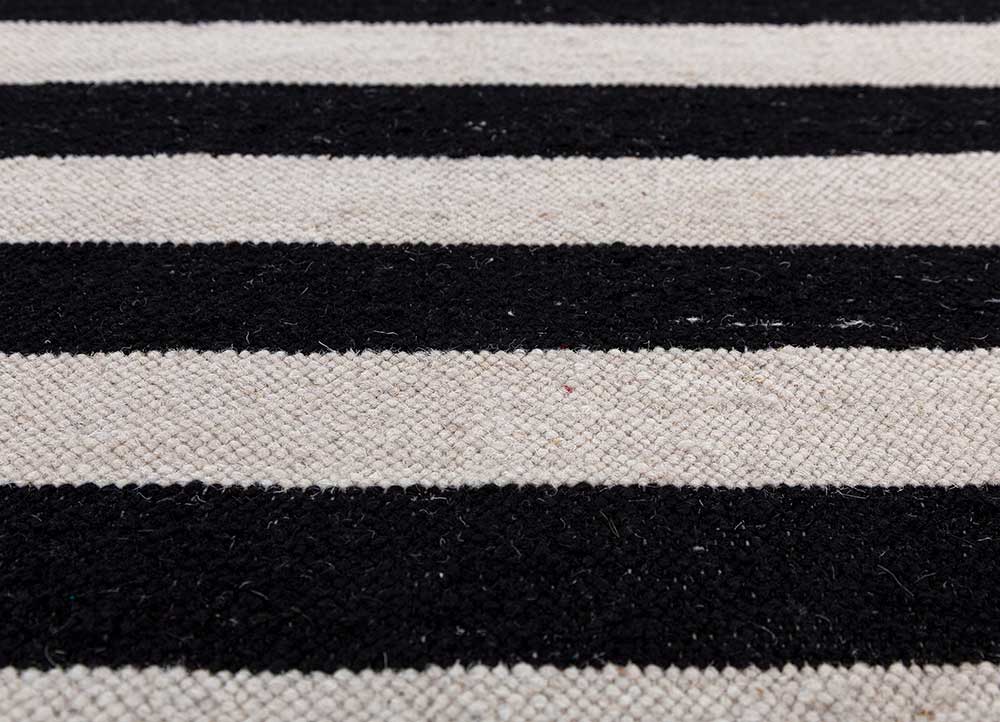alhambra grey and black wool flat weaves Rug - CloseUp