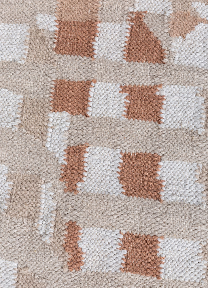checkers ivory wool flat weaves Rug - CloseUp