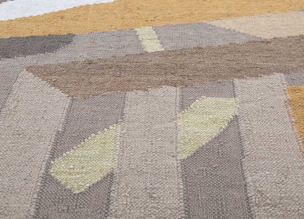 checkers ivory wool flat weaves Rug - CloseUp