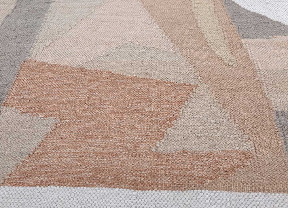 checkers ivory wool flat weaves Rug - CloseUp