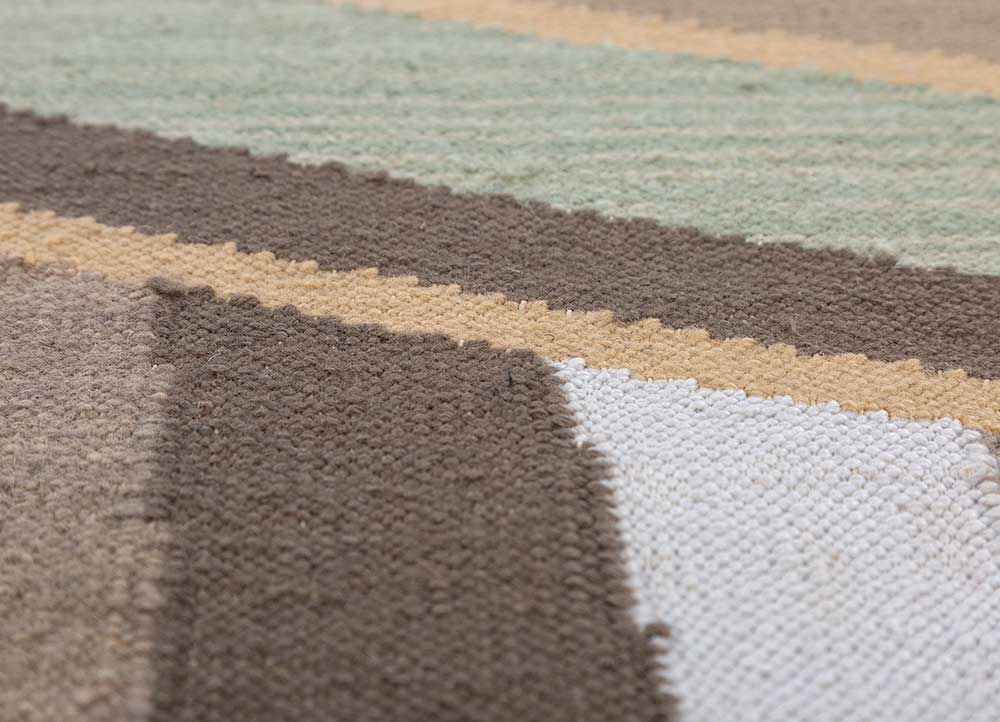 checkers ivory wool flat weaves Rug - CloseUp