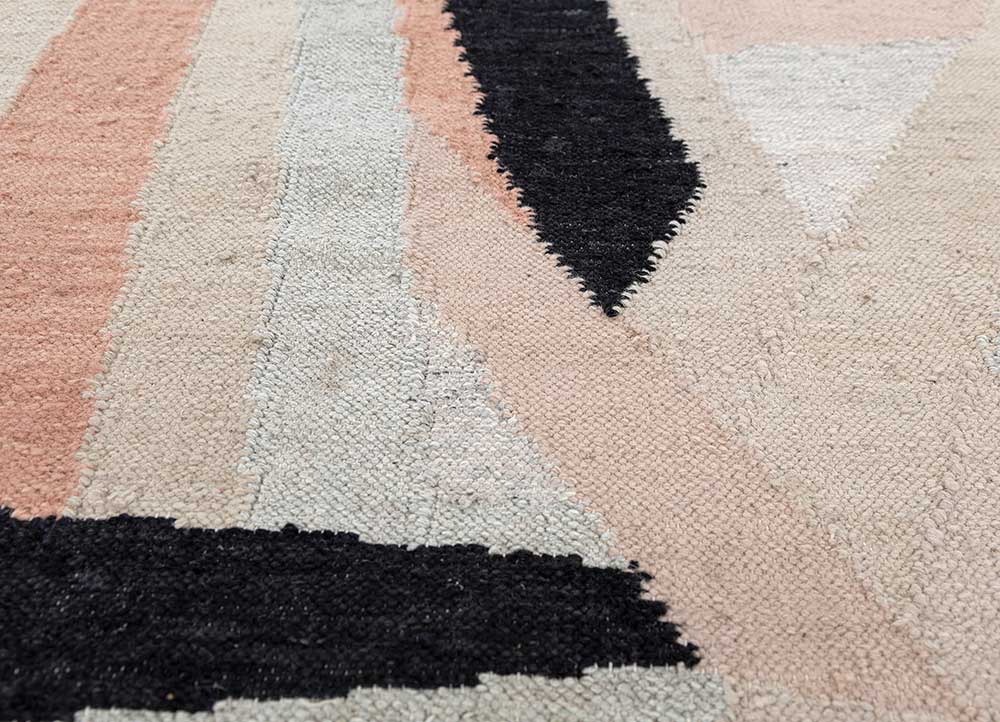 checkers ivory wool and viscose flat weaves Rug - CloseUp