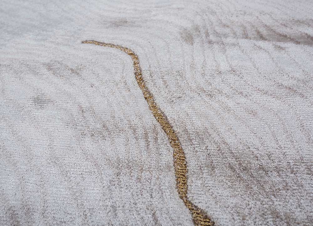 azalea ivory bamboo silk hand knotted Rug - CloseUp