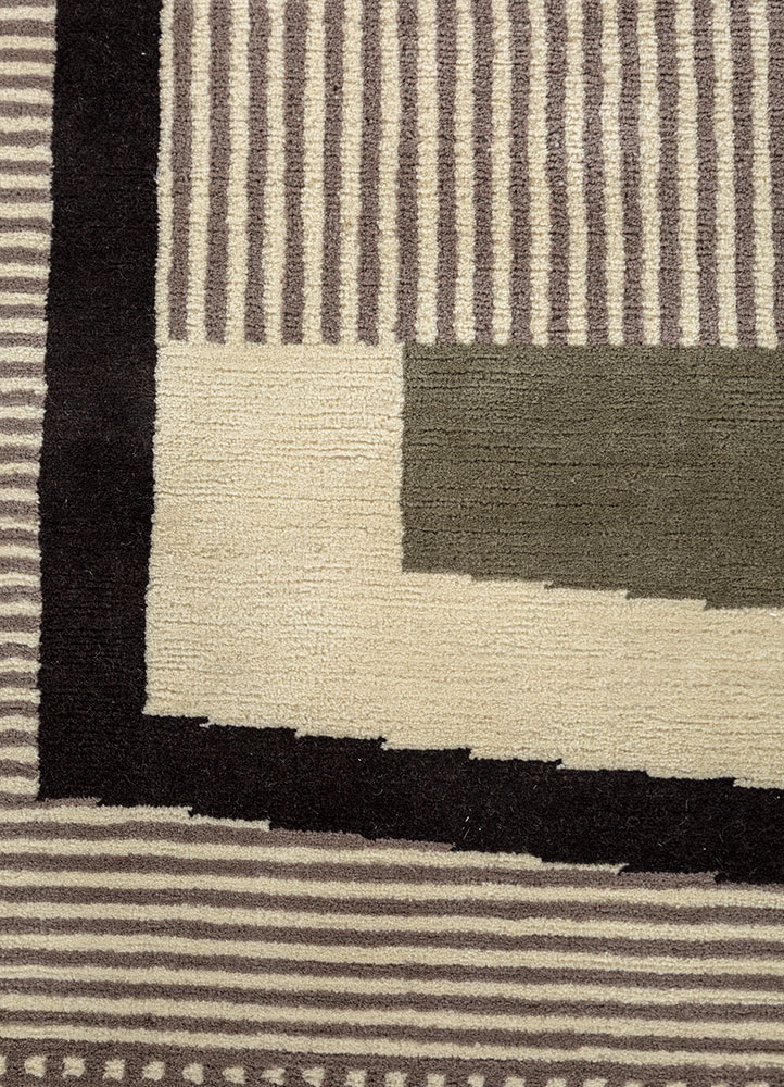 box green wool hand knotted Rug - CloseUp