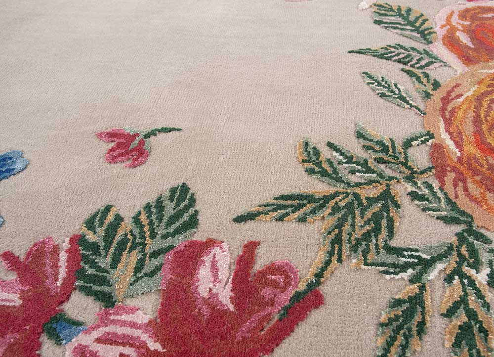 hacienda ivory wool and bamboo silk hand knotted Rug - CloseUp