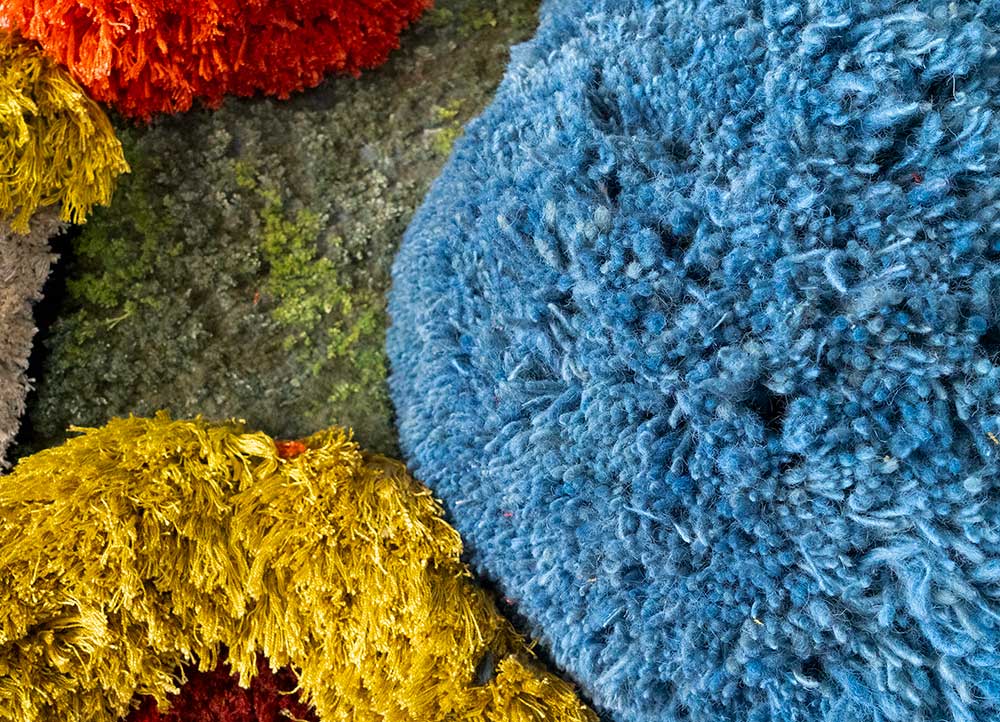 metamorphosis blue wool and bamboo silk hand knotted WALL ART & TAPESTRY - CloseUp