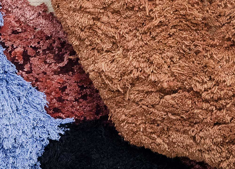 caminantes red and orange wool and bamboo silk hand knotted WALL ART & TAPESTRY - CloseUp