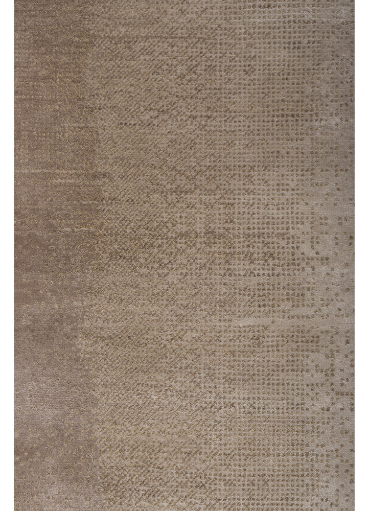 entropy beige and brown wool and bamboo silk hand knotted Rug - CloseUp
