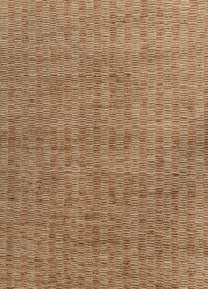 saga beige and brown wool hand loom Rug - CloseUp