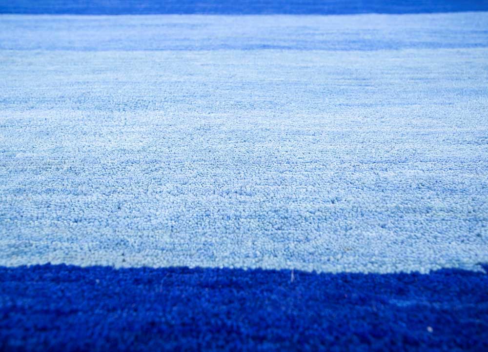 brahmaand blue wool hand knotted Rug - CloseUp