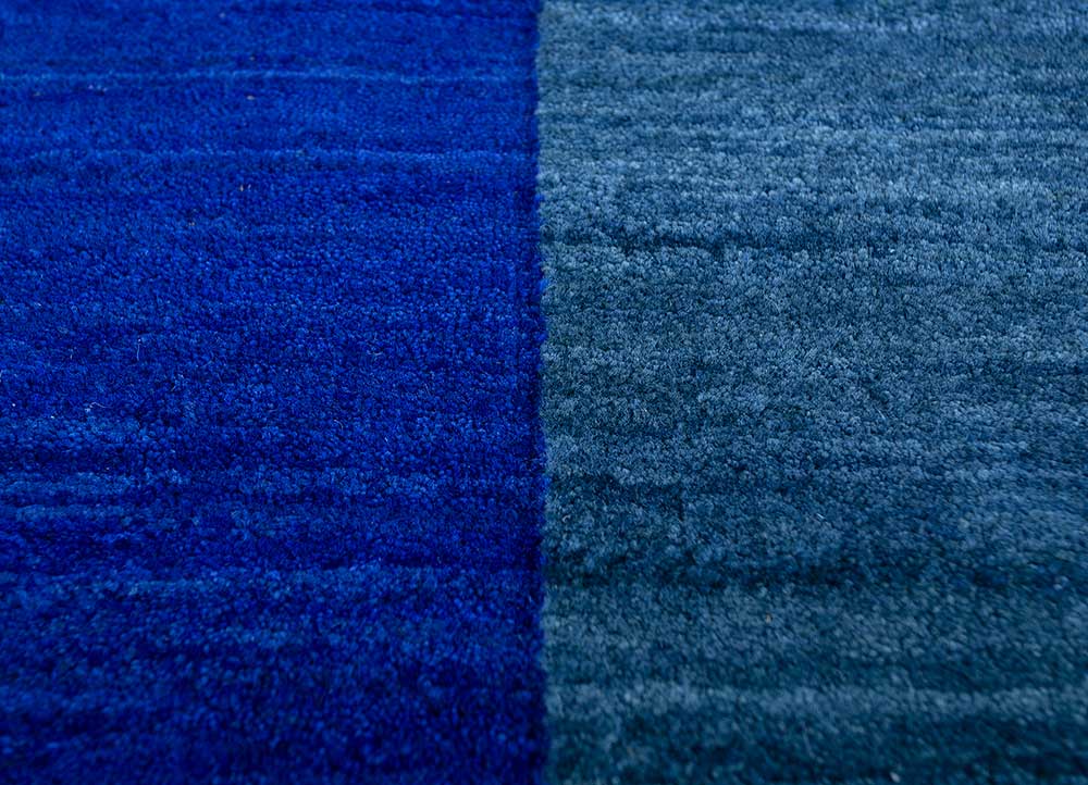 brahmaand blue wool hand knotted Rug - CloseUp