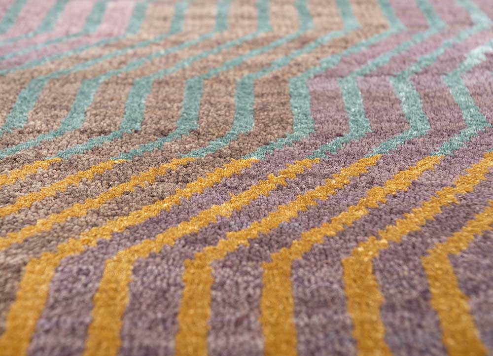 manchaha pink and purple wool and bamboo silk hand knotted Rug - CloseUp