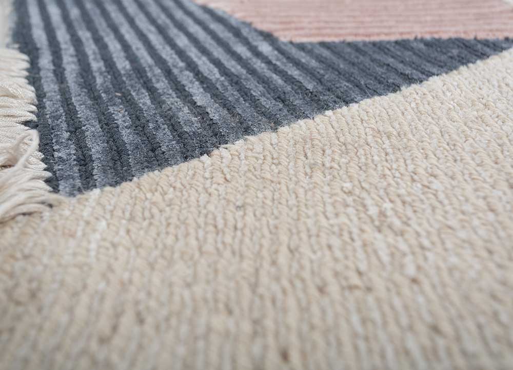 provenance blue wool and viscose hand loom Rug - CloseUp