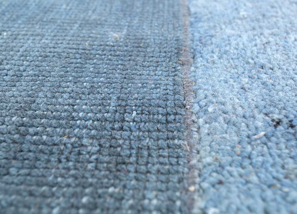 provenance blue wool hand knotted Rug - CloseUp