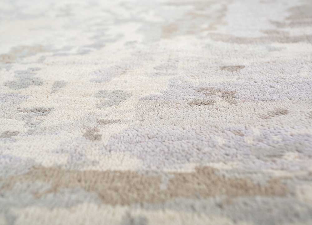 provenance beige and brown wool hand knotted Rug - CloseUp