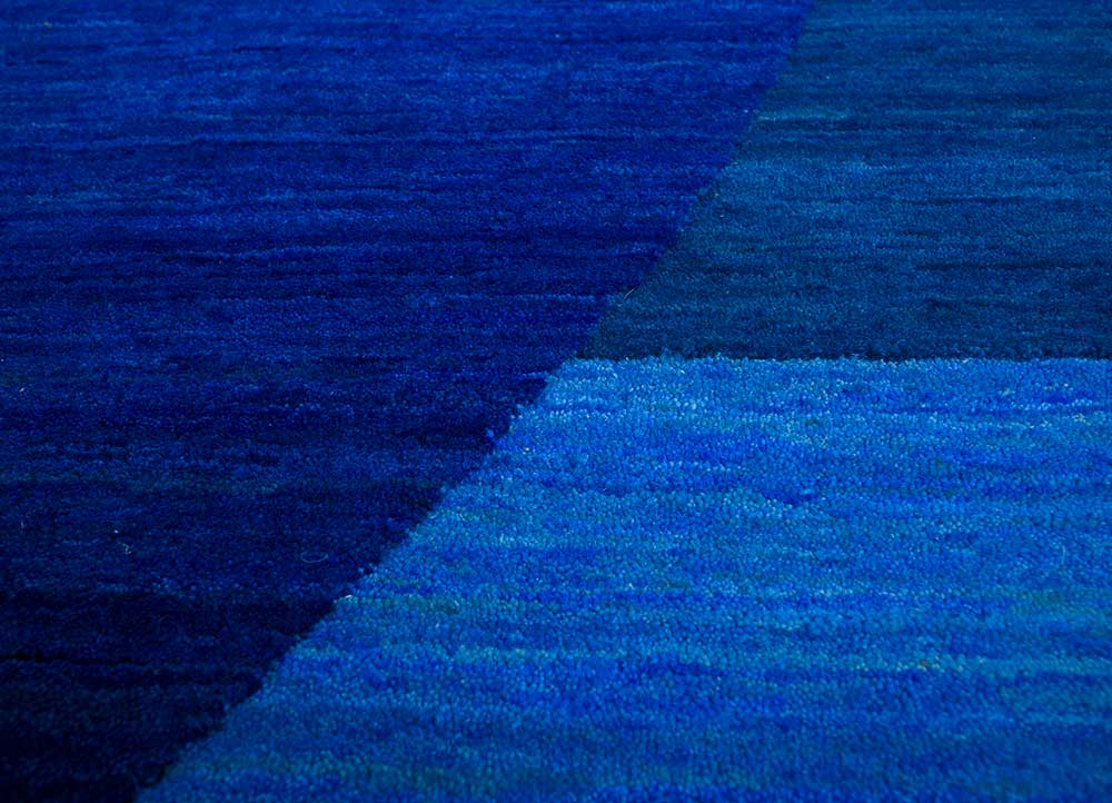 brahmaand blue wool hand knotted Rug - CloseUp