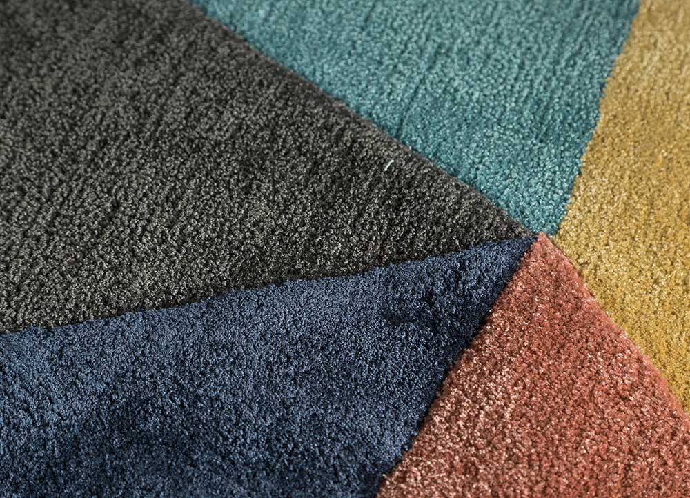 come around blue wool and viscose hand tufted Rug - CloseUp