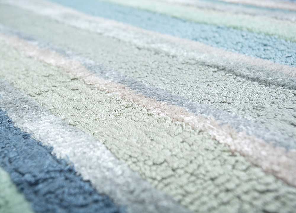 pathways blue wool and viscose hand tufted Rug - CloseUp