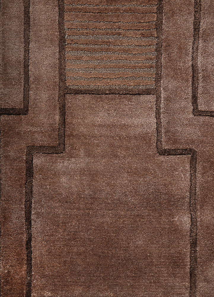 caliedo beige and brown bamboo silk and zari hand tufted Rug - CloseUp