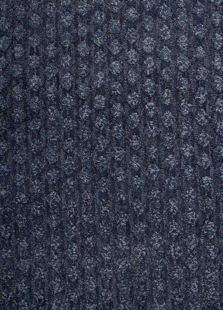 pathways blue wool and bamboo silk hand tufted Rug - CloseUp