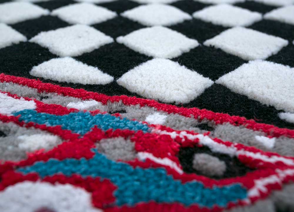 concoction grey and black wool and viscose hand tufted Rug - CloseUp