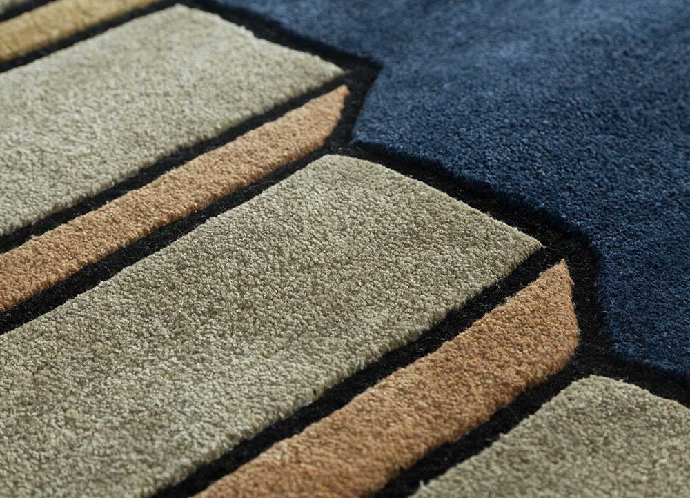 archetype blue wool and viscose hand tufted Rug - CloseUp