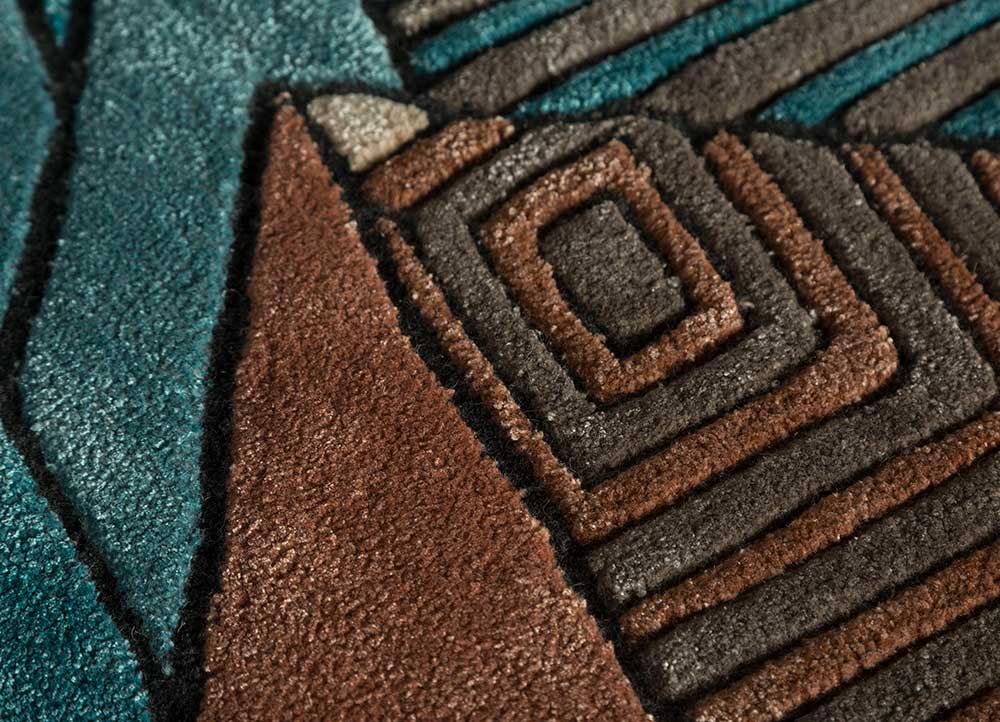 archetype beige and brown wool and viscose hand tufted Rug - CloseUp