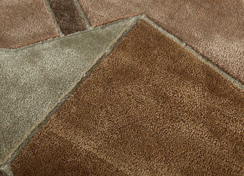 archetype beige and brown wool and viscose hand tufted Rug - CloseUp