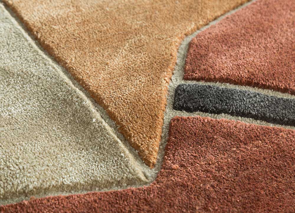archetype beige and brown wool and viscose hand tufted Rug - CloseUp