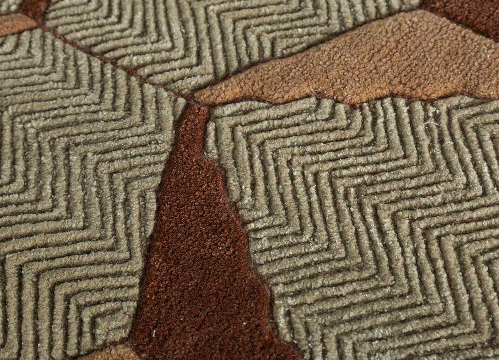 archetype beige and brown wool and viscose hand tufted Rug - CloseUp