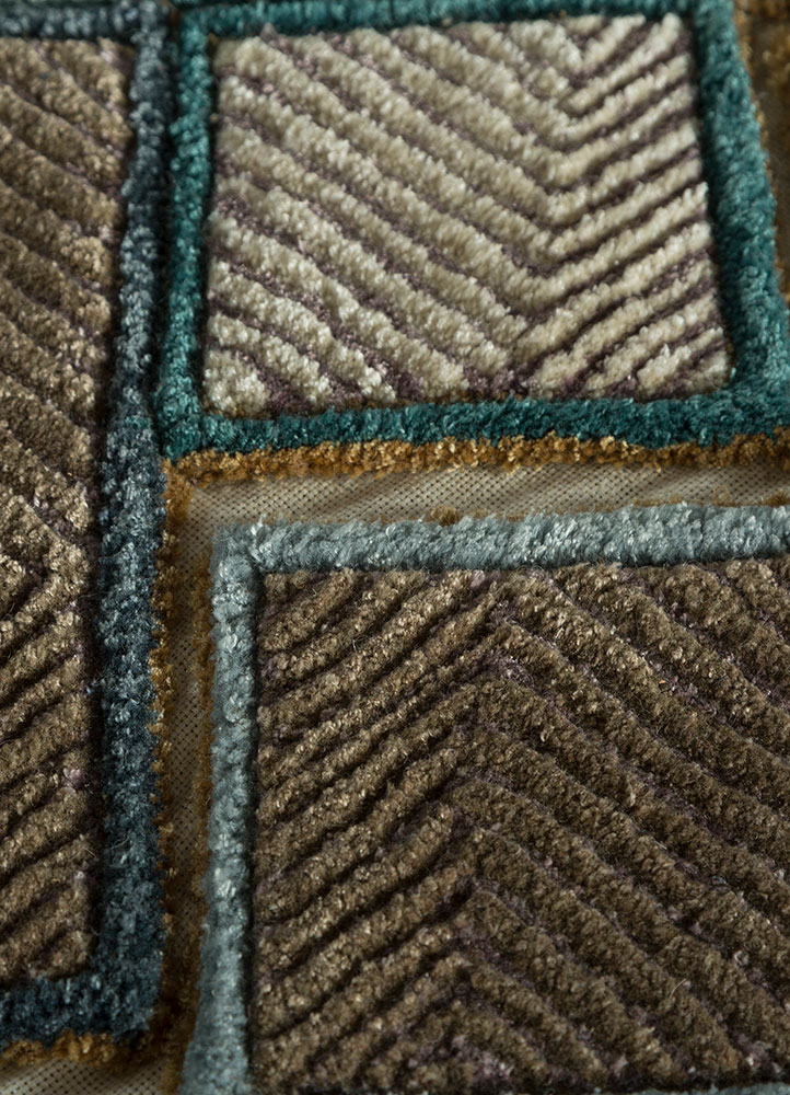 archetype blue wool and viscose hand tufted Rug - CloseUp