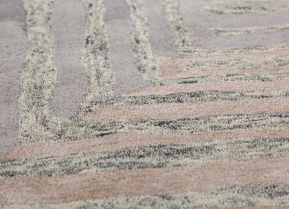 pathways blue wool and viscose hand tufted Rug - CloseUp
