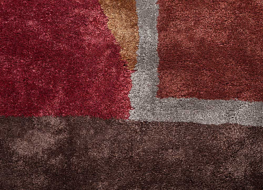 come around beige and brown viscose hand tufted Rug - CloseUp