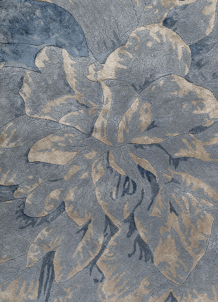 hacienda blue wool and viscose hand tufted Rug - CloseUp