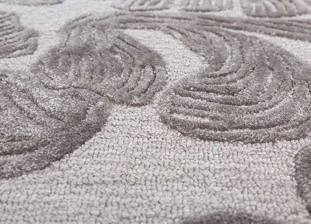 hacienda grey and black wool and viscose hand tufted Rug - CloseUp