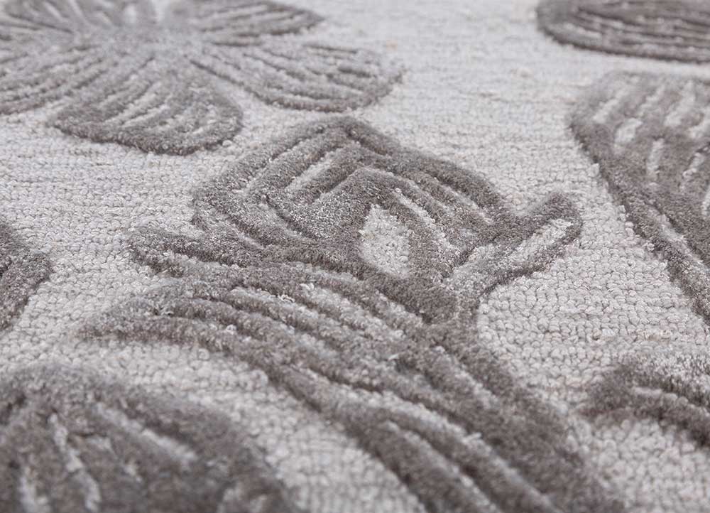 hacienda grey and black wool and viscose hand tufted Rug - CloseUp