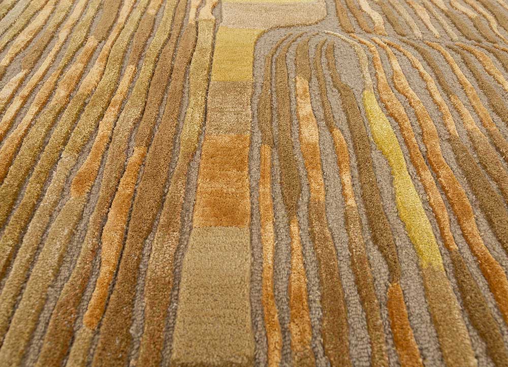 lucid beige and brown wool and viscose hand tufted Rug - CloseUp