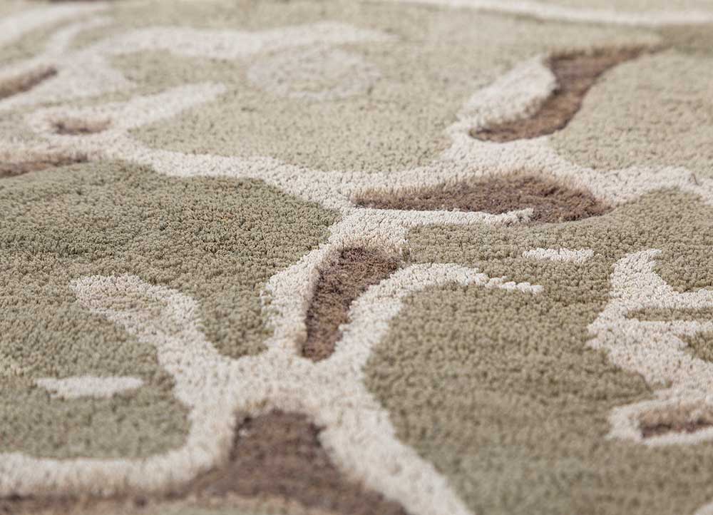 infini beige and brown wool and viscose hand tufted Rug - CloseUp