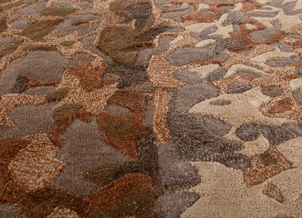 infini red and orange wool and viscose hand tufted Rug - CloseUp